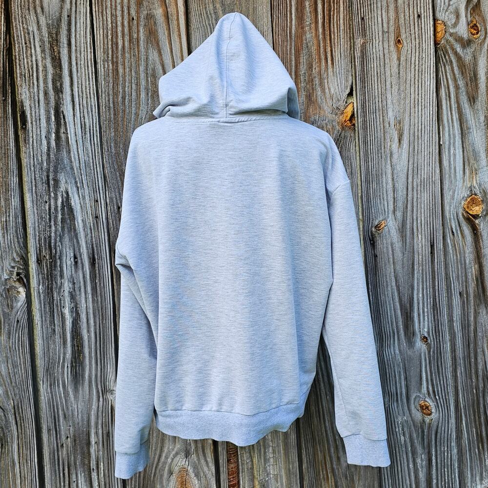 Gray Hoodie Puma Size M Boxy Cut Hooded Logo Sweatshirt Med - Picture 3 of 8